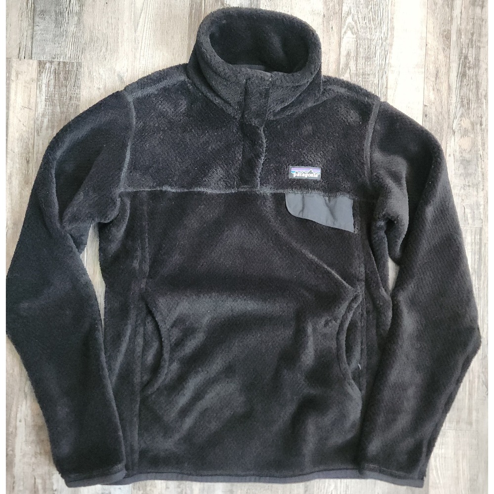 Patagonia Re-Tool Snap-T Pullover Women Small Black Polartec Fleece Jacket